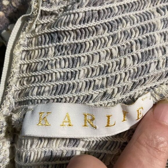 Anthropologie X Karlie Smocked Chiffon Tiered Snake Print Dress Western Festival - Picture 15 of 16